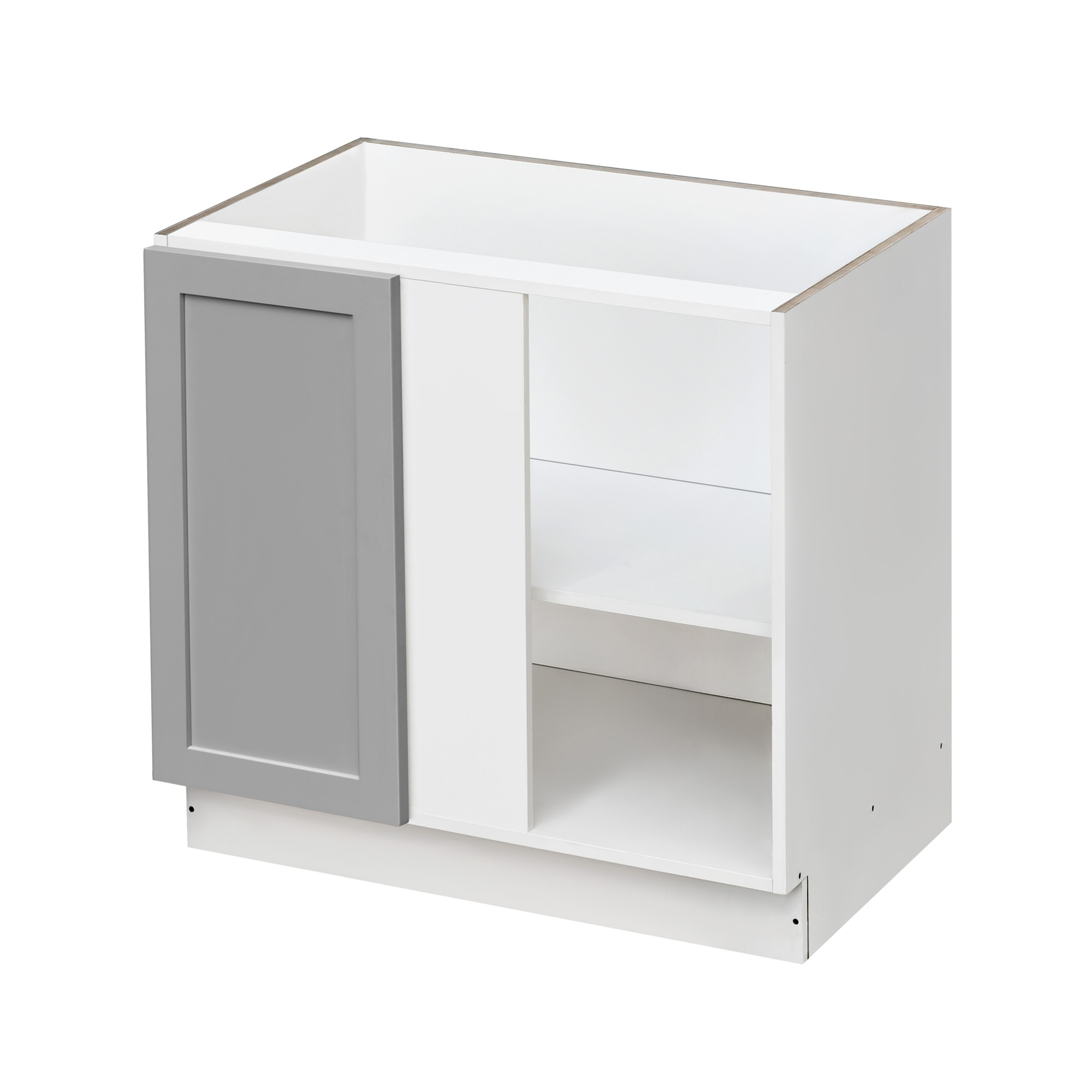 White Box Gray Shaker - 42"W Blind Corner Base Cabinet 1-Door 1-Adjustable Shelf
