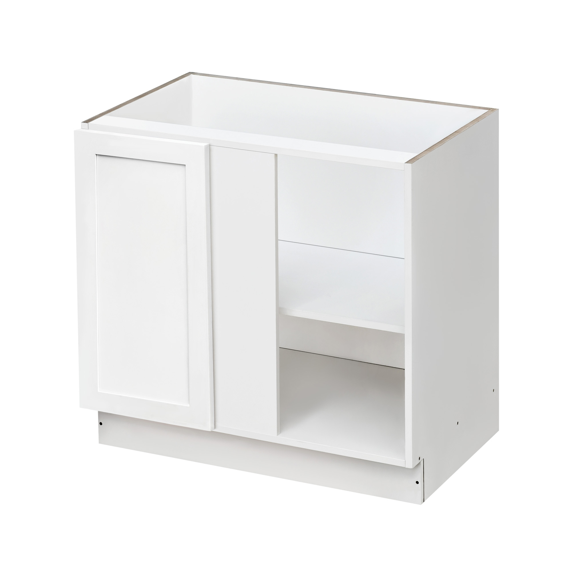 White Shaker - 42"W Blind Corner Base Cabinet 1-Door 1-Adjustable Shelf