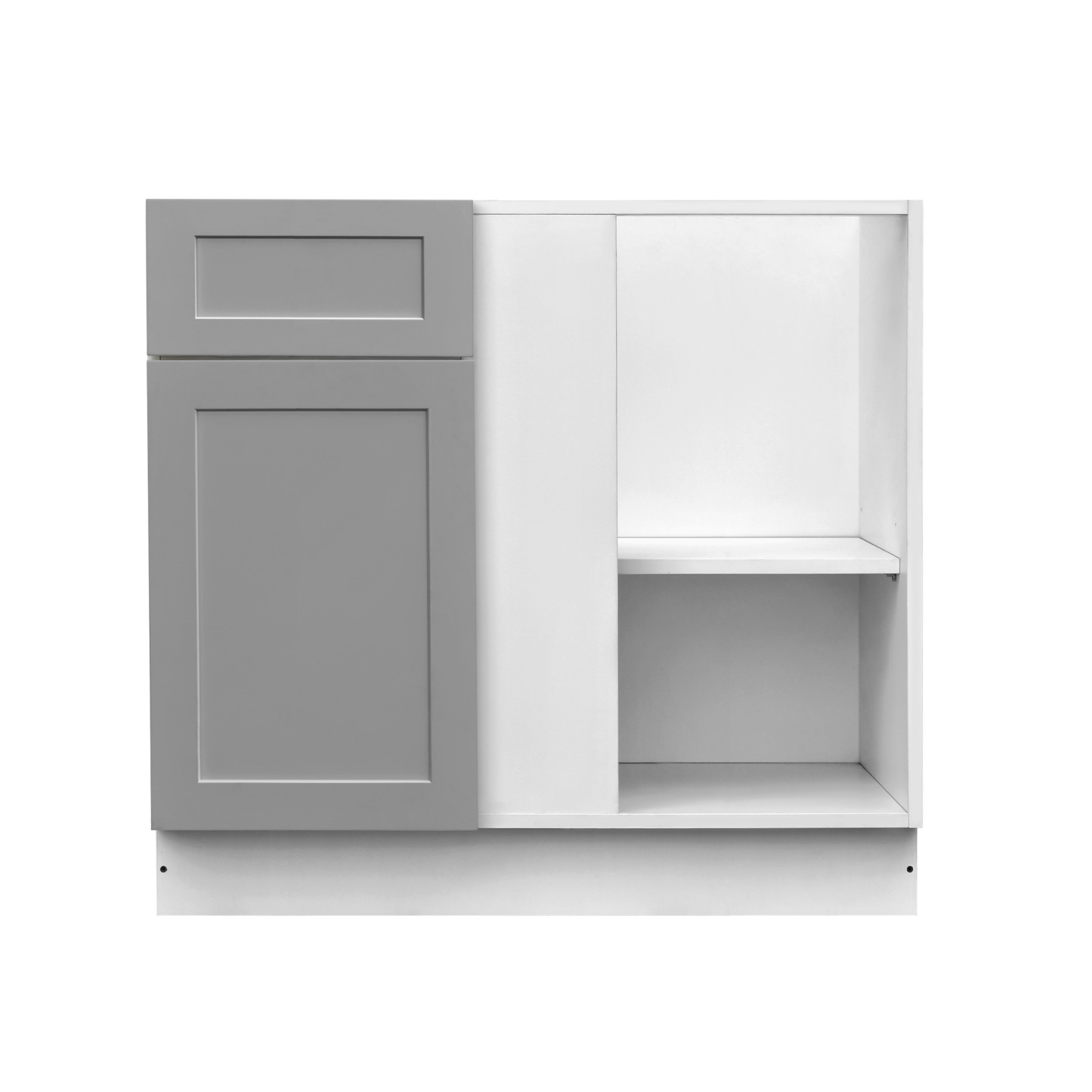 White Box Gray Shaker - 45"W Blind Corner Base Cabinet 1-Door 1-Drawer 1-Adjustable Shelf