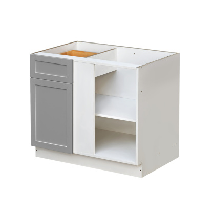 White Box Gray Shaker - 45"W Blind Corner Base Cabinet 1-Door 1-Drawer 1-Adjustable Shelf
