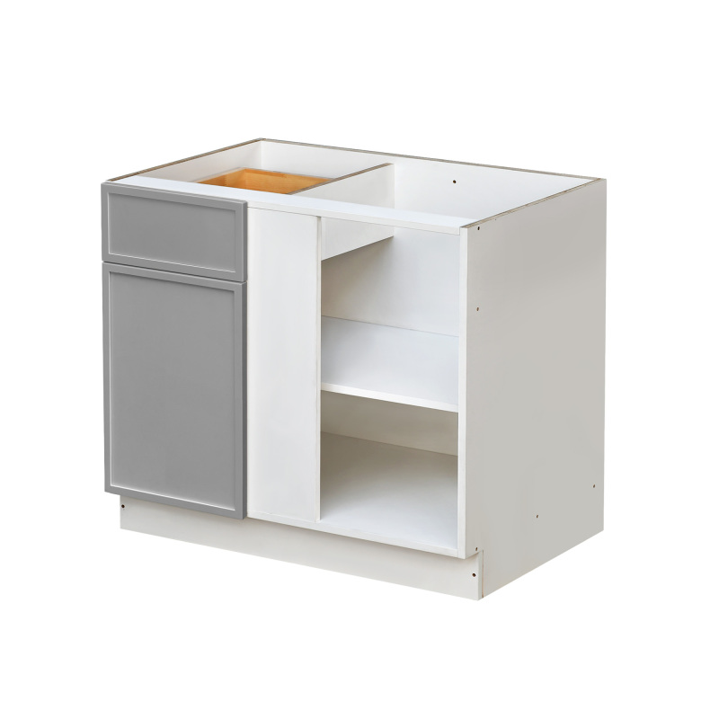 White Box Gray Slim - 45"W Blind Corner Base Cabinet 1-Door 1-Drawer 1-Adjustable Shelf