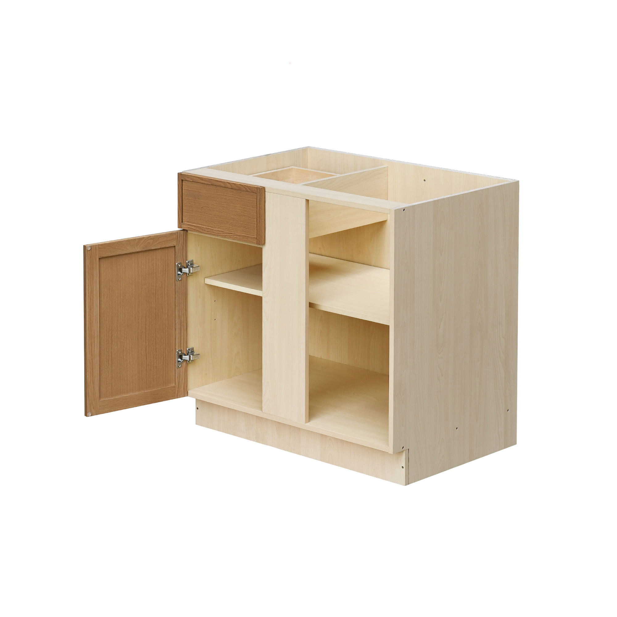 Shady Slim Oak - 45"W Blind Corner Base Cabinet 1-Door 1-Drawer 1-Adjustable Shelf