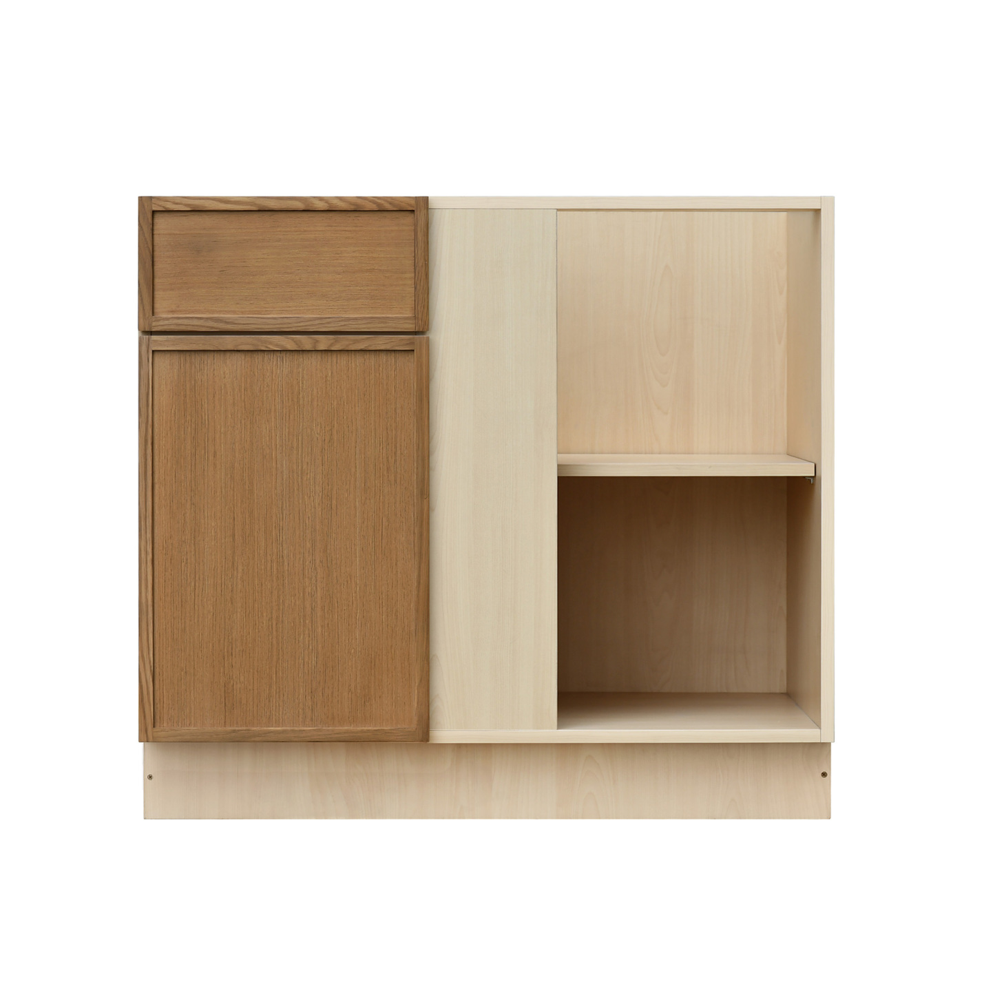 Natural Box Oak Slim - 45"W Blind Corner Base Cabinet 1-Door 1-Drawer 1-Adjustable Shelf