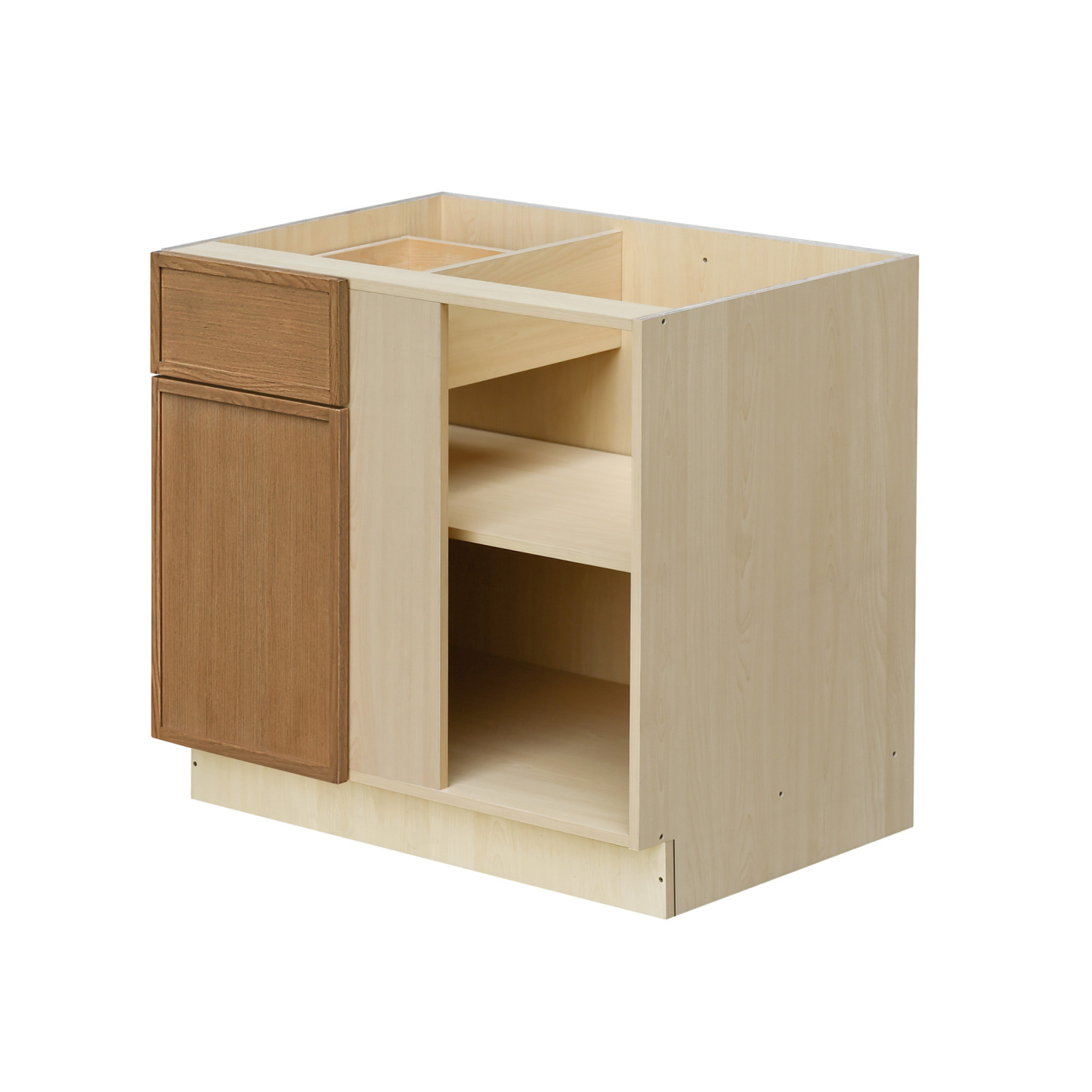 Natural Box Oak Slim - 45"W Blind Corner Base Cabinet 1-Door 1-Drawer 1-Adjustable Shelf