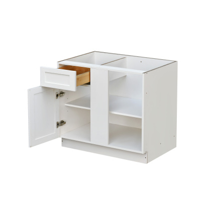 White Shaker - 45"W Blind Corner Base Cabinet 1-Door 1-Drawer 1-Adjustable Shelf