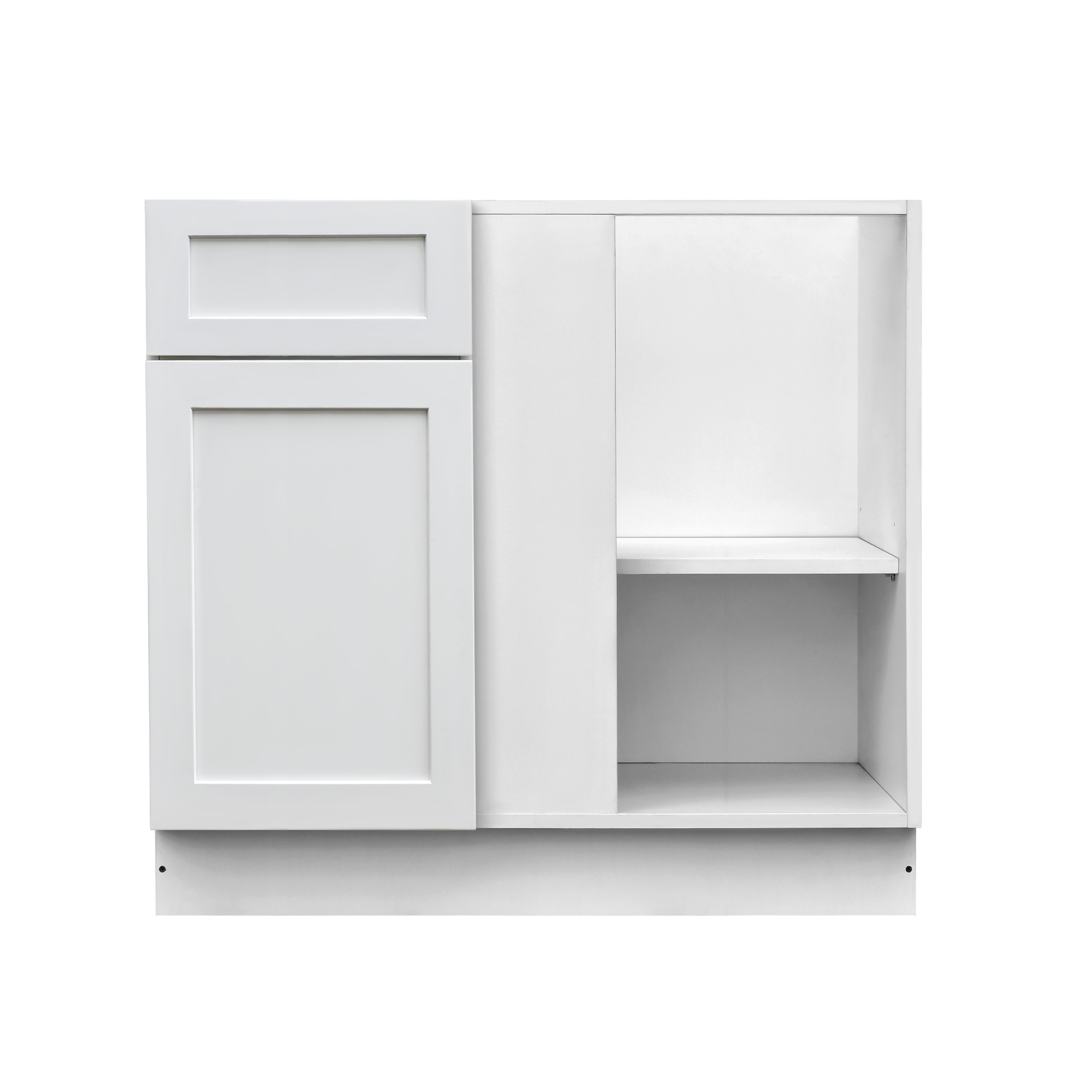 White Shaker - 45"W Blind Corner Base Cabinet 1-Door 1-Drawer 1-Adjustable Shelf