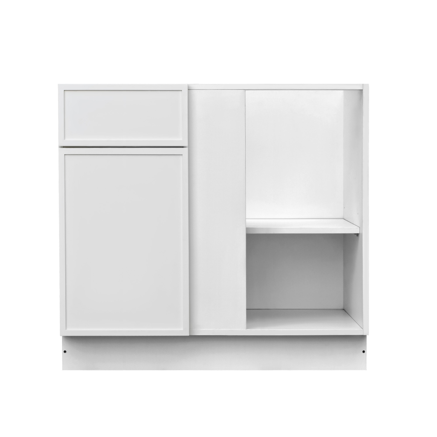 Slim White Shaker - 45"W Blind Corner Base Cabinet 1-Door 1-Drawer 1-Adjustable Shelf