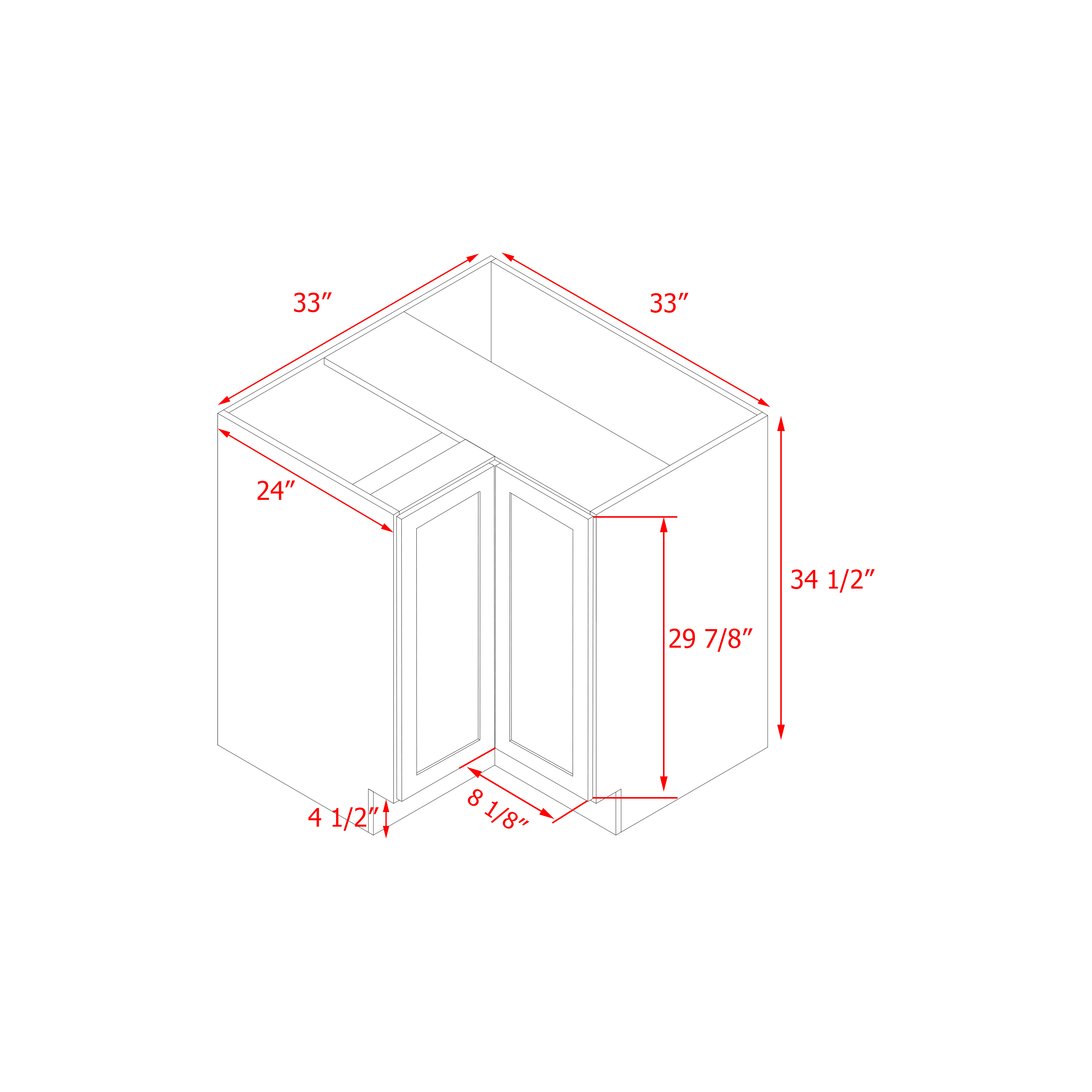 Mallorca Dolphin Gray Shaker - 33"W Base Cabinet