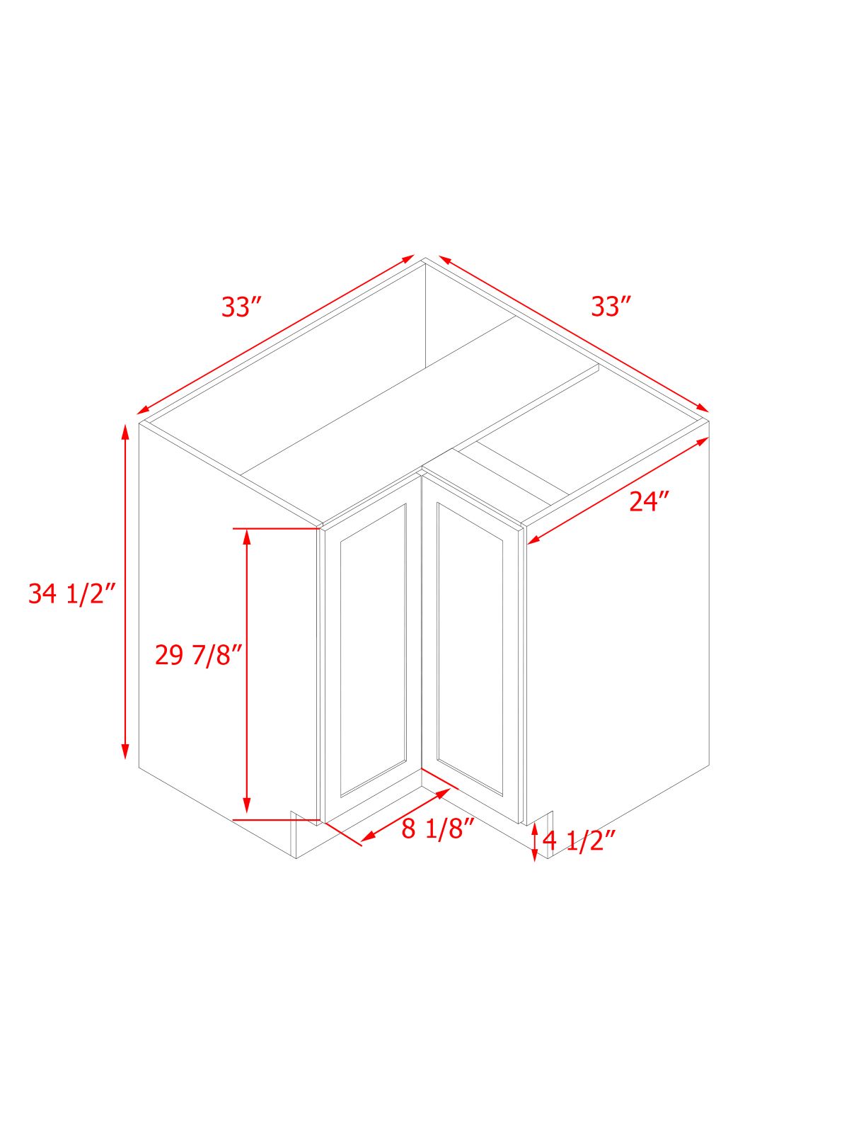 White Shaker - 33"W Base Lazy Susan Cabinet 1-Door 1-Adjustable Shelf
