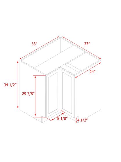 White Shaker - 33"W Base Lazy Susan Cabinet 1-Door 1-Adjustable Shelf