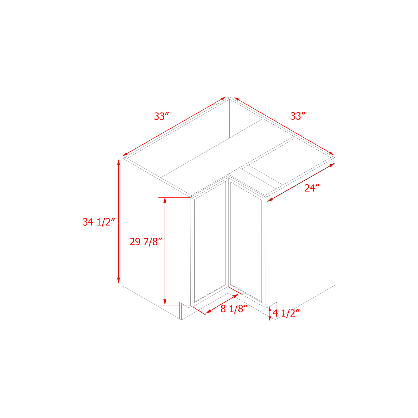Shady Slim Gray Shaker - 33"W Base Cabinet