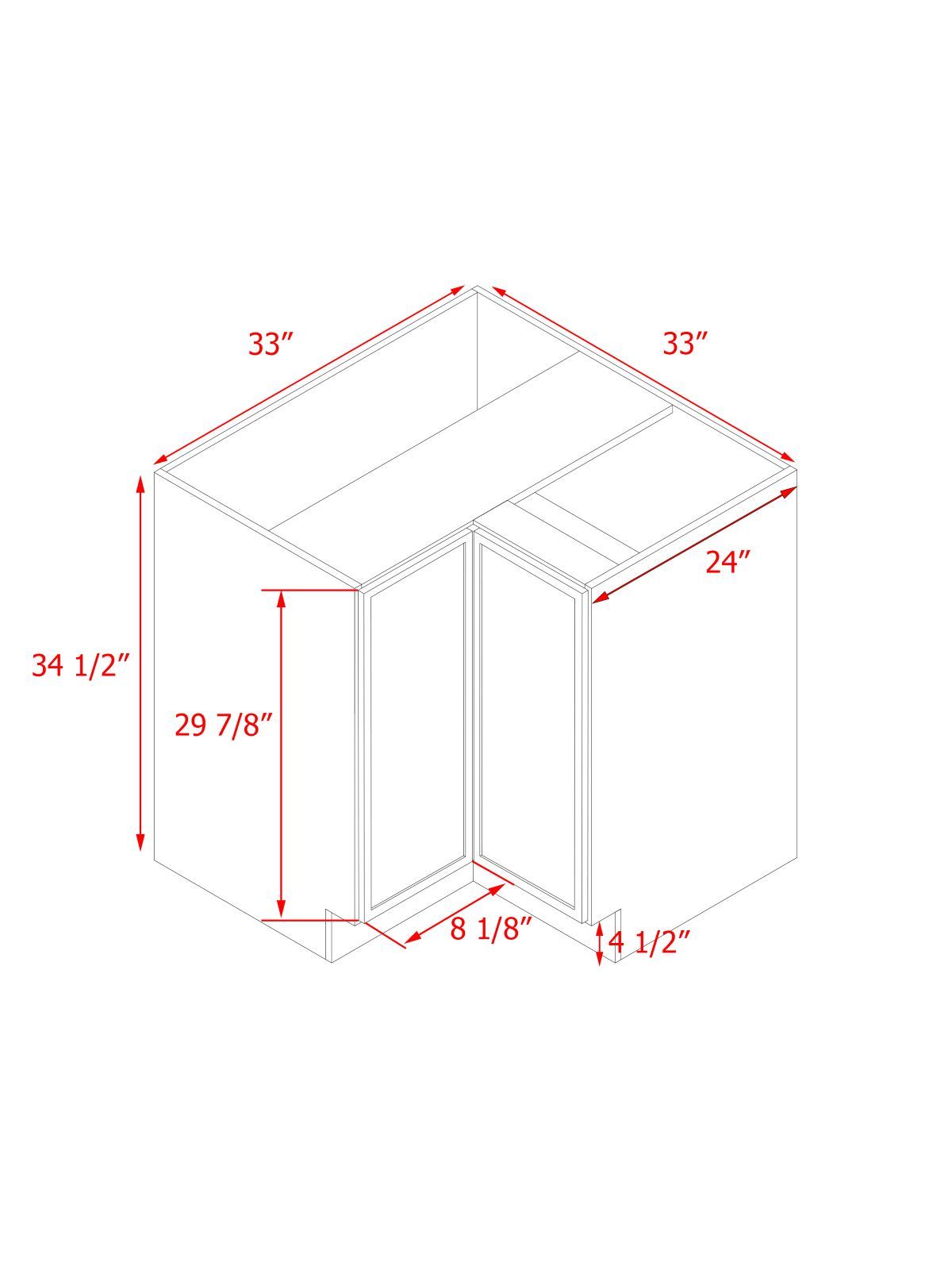 Shady Slim Oak - 33"W Base Lazy Susan Cabinet 1-Door 1-Adjustable Shelf