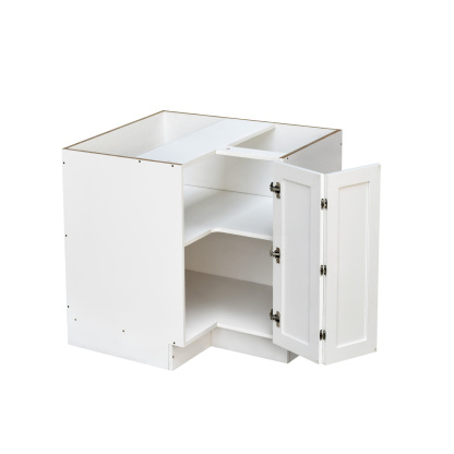 White Shaker - 33"W Base Lazy Susan Cabinet 1-Door 1-Adjustable Shelf