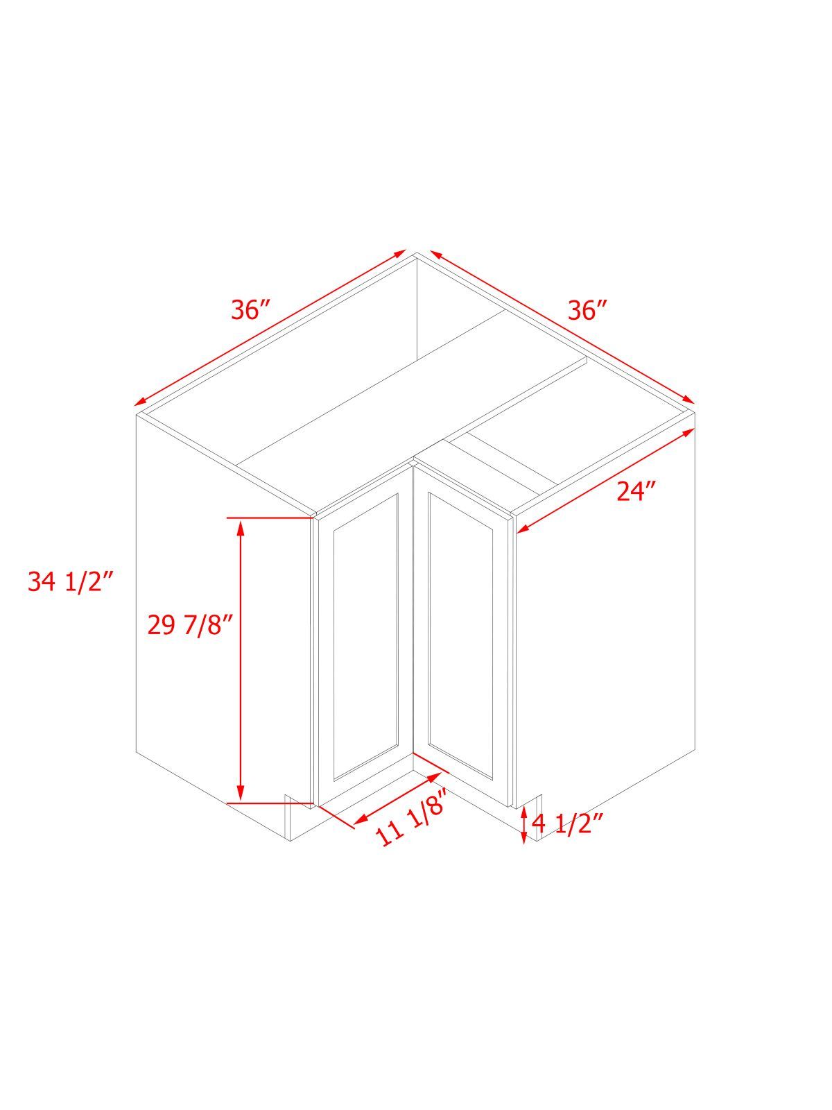 White Shaker - 36"W Base Lazy Susan Cabinet 1-Door 1-Adjustable Shelf