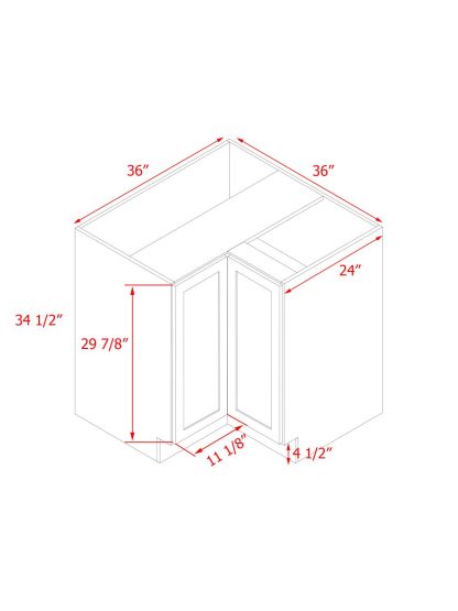 White Shaker - 36"W Base Lazy Susan Cabinet 1-Door 1-Adjustable Shelf