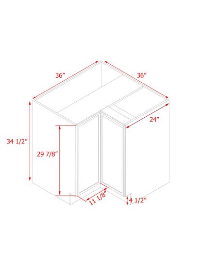 White Box Gray Slim - 36"W Base Lazy Susan Cabinet 1-Door 1-Adjustable Shelf