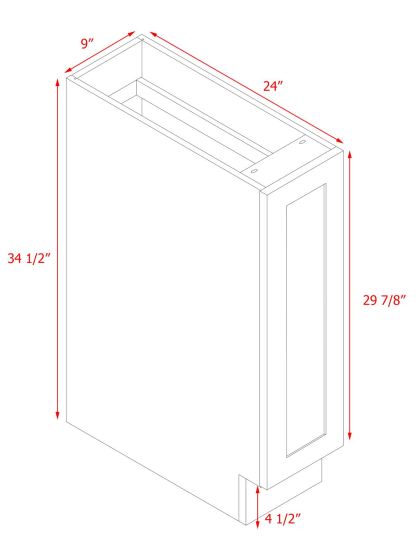 White Shaker - 09"W Spice Pull-Out Rack Base Cabinet
