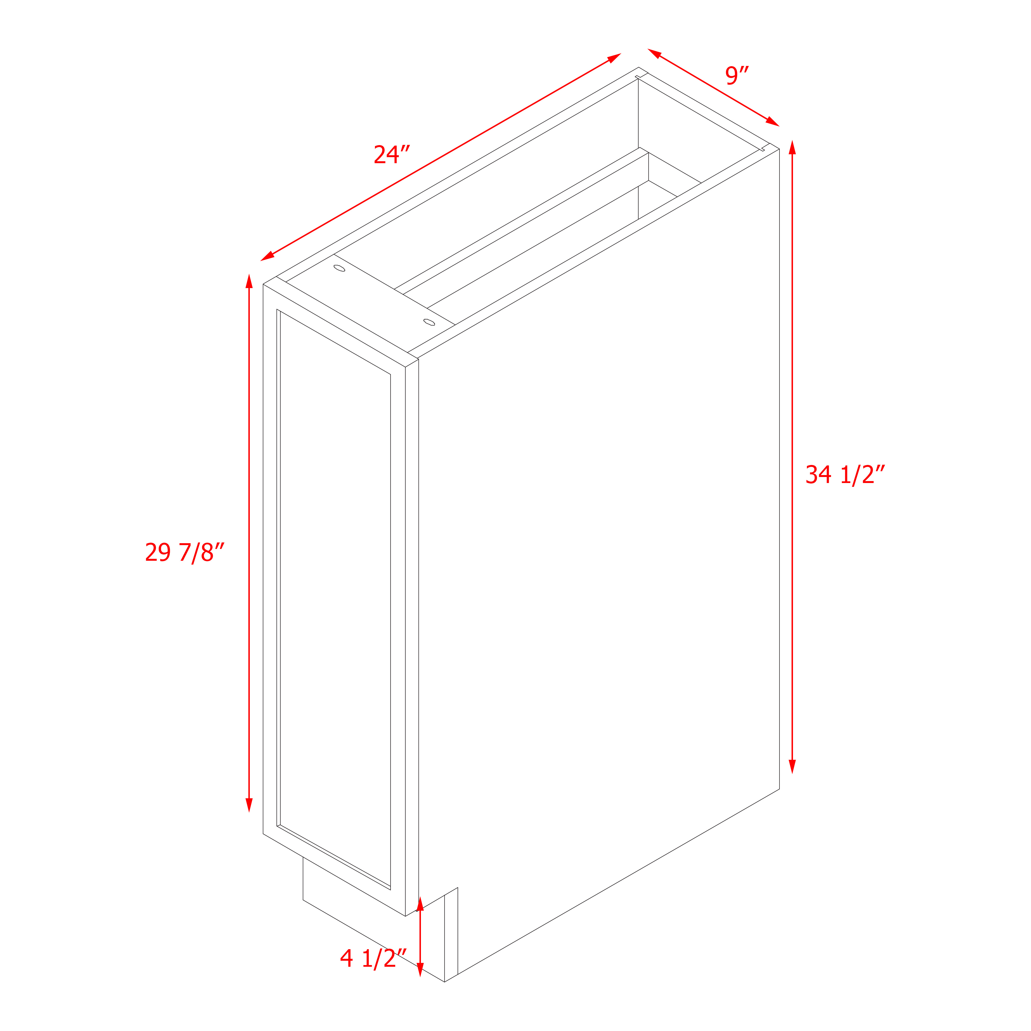 Shady Slim Gray Shaker - 9"W Base Cabinet