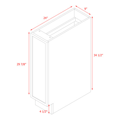 Shady Slim Gray Shaker - 9"W Base Cabinet