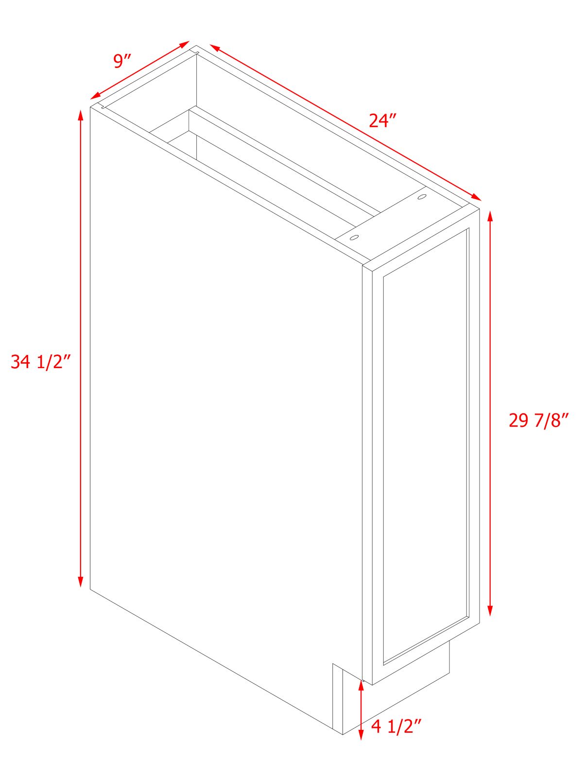 White Box Gray Slim - 09"W Spice Pull-Out Rack Base Cabinet