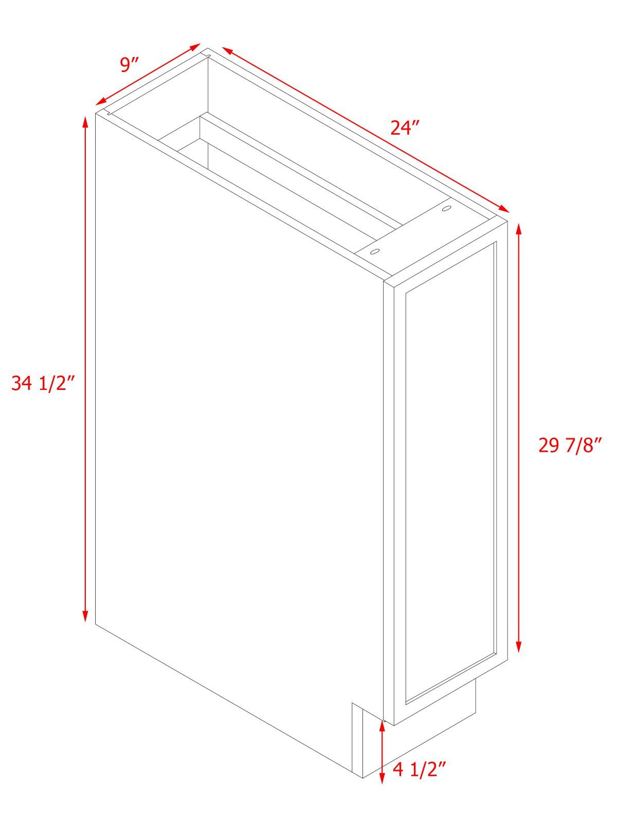 White Box Gray Slim - 09"W Spice Pull-Out Rack Base Cabinet