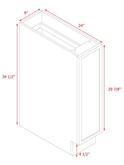 White Box Gray Slim - 09"W Spice Pull-Out Rack Base Cabinet