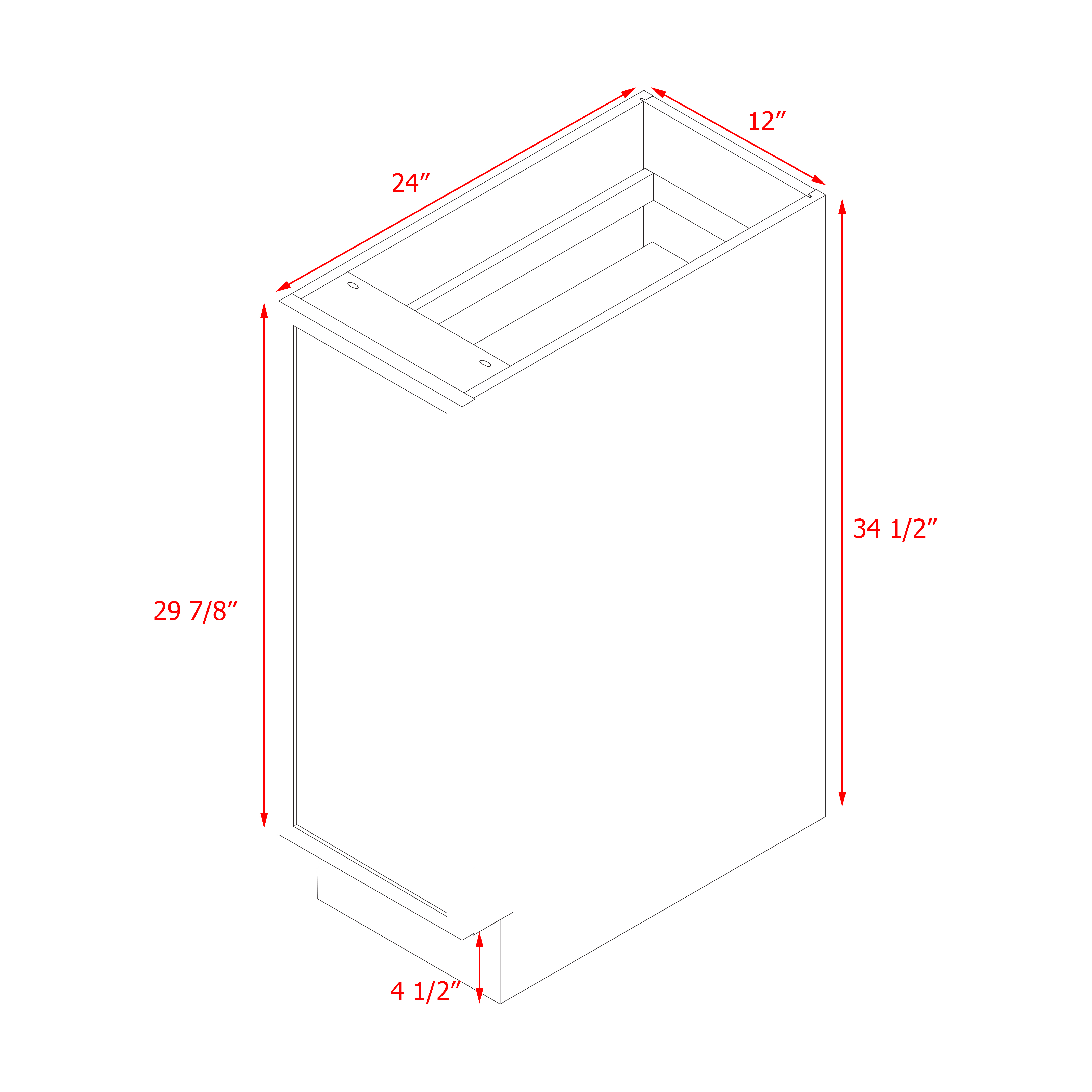 Shady Slim Gray Shaker - 12"W Base Cabinet