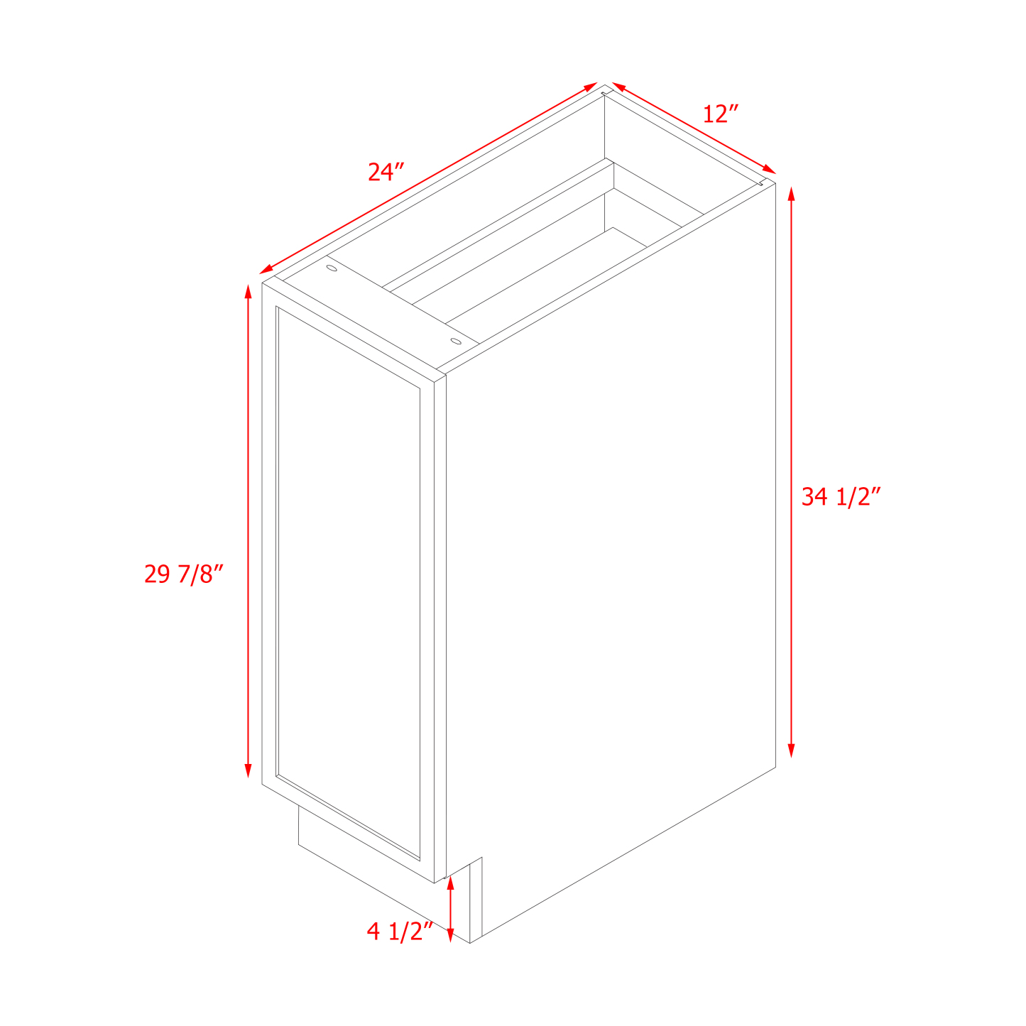 Shady Slim Gray Shaker - 12"W Base Cabinet