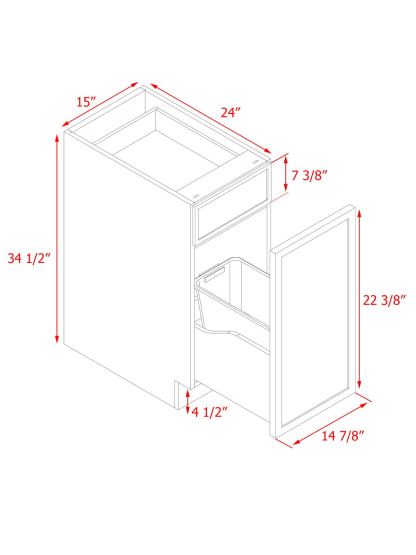 Natural Box Oak Slim - 15"W Trash Can Cabinet 2-Drawers
