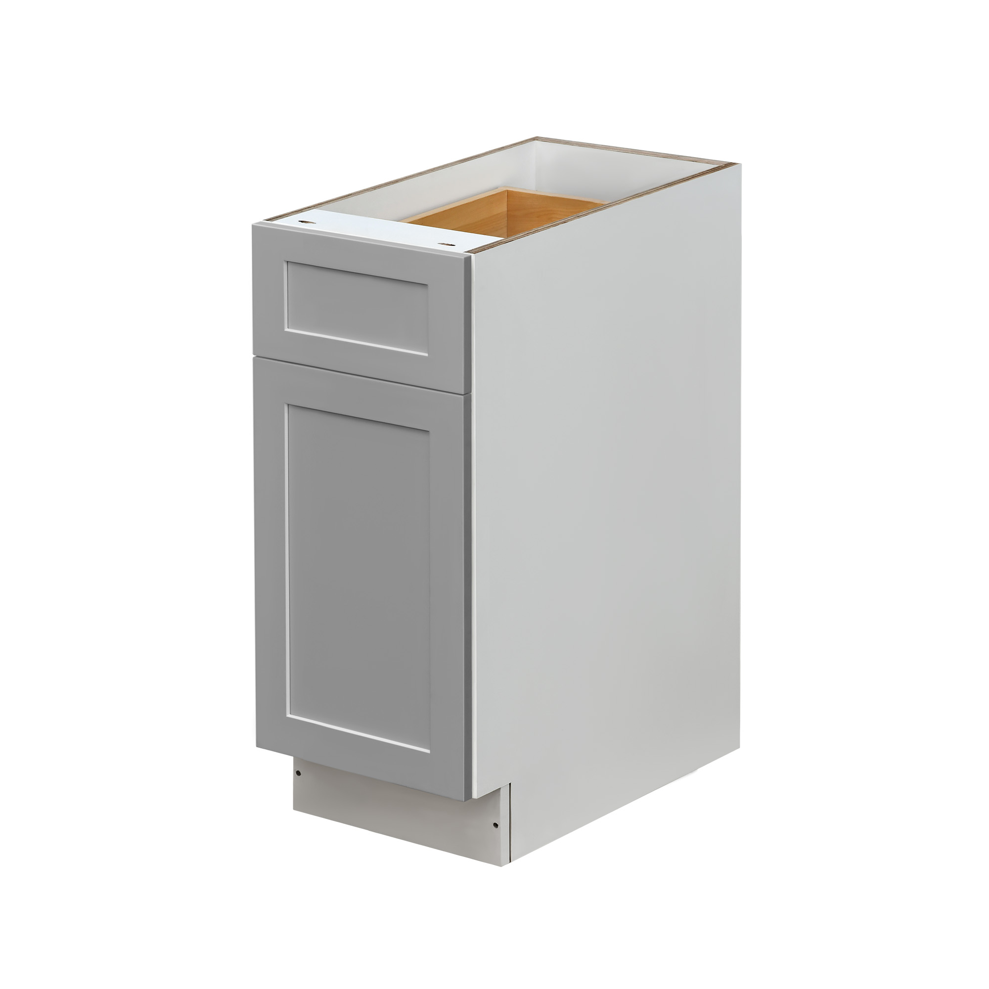 White Box Gray Shaker - 15"W Trash Can Cabinet 2-Drawers