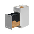 White Box Gray Shaker - 15"W Trash Can Cabinet 2-Drawers