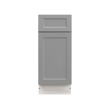 White Box Gray Shaker - 15"W Trash Can Cabinet 2-Drawers