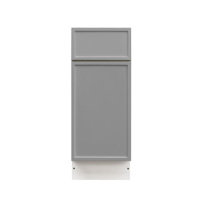 White Box Gray Slim - 15"W Trash Can Cabinet 2-Drawers