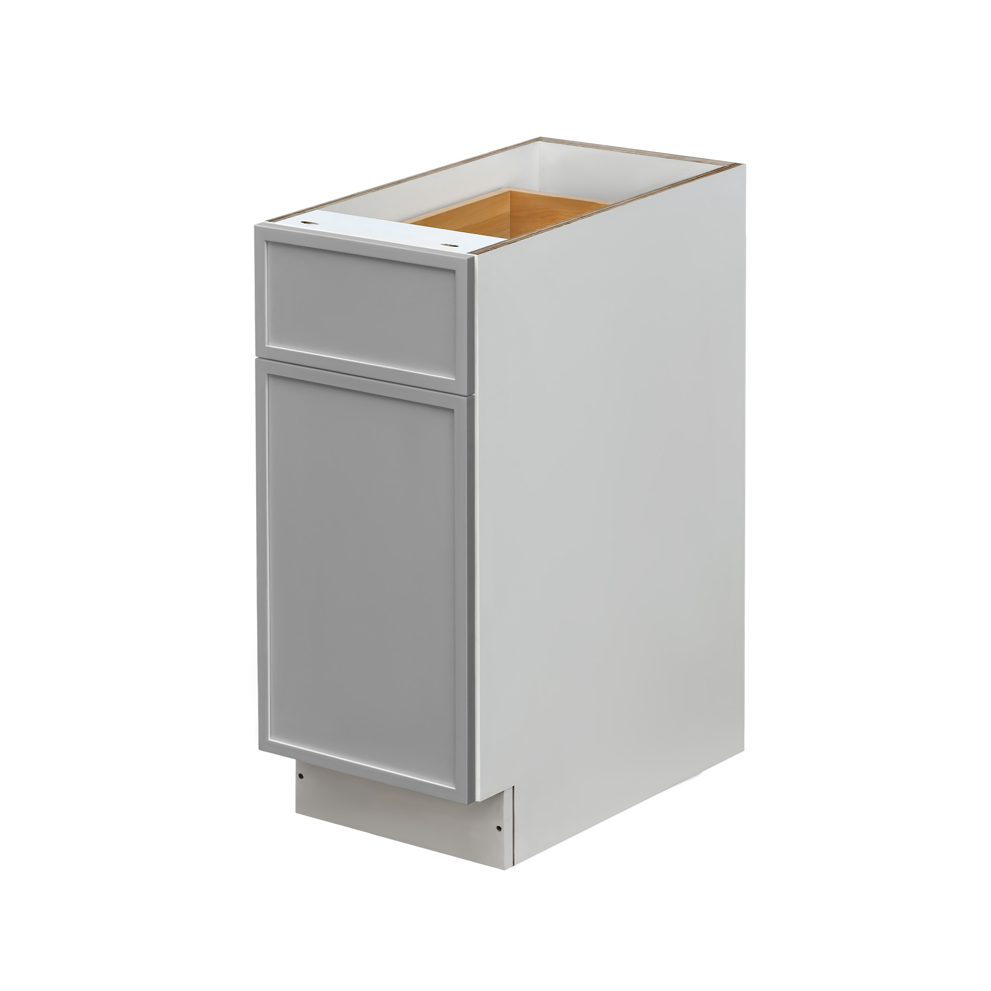 White Box Gray Slim - 15"W Trash Can Cabinet 2-Drawers