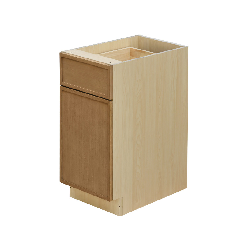 Shady Slim Oak - 15"W Trash Can Cabinet 2-Drawers
