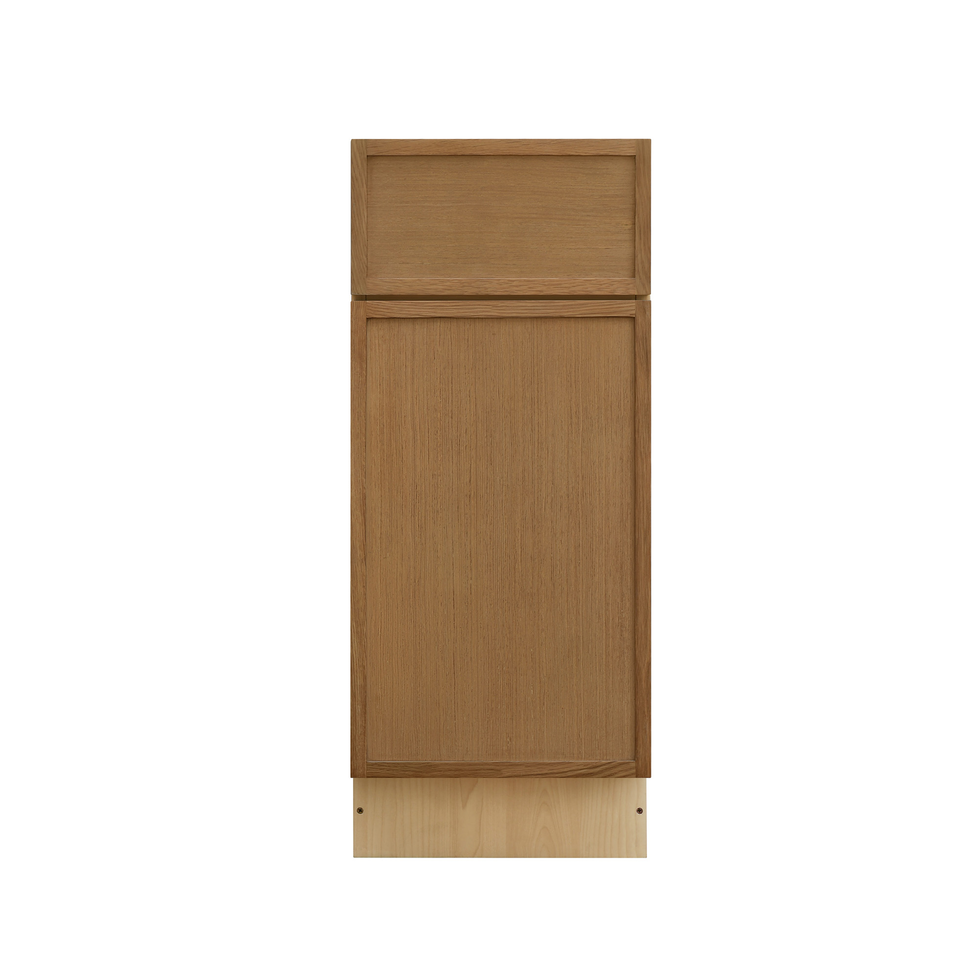 Natural Box Oak Slim - 15"W Trash Can Cabinet 2-Drawers