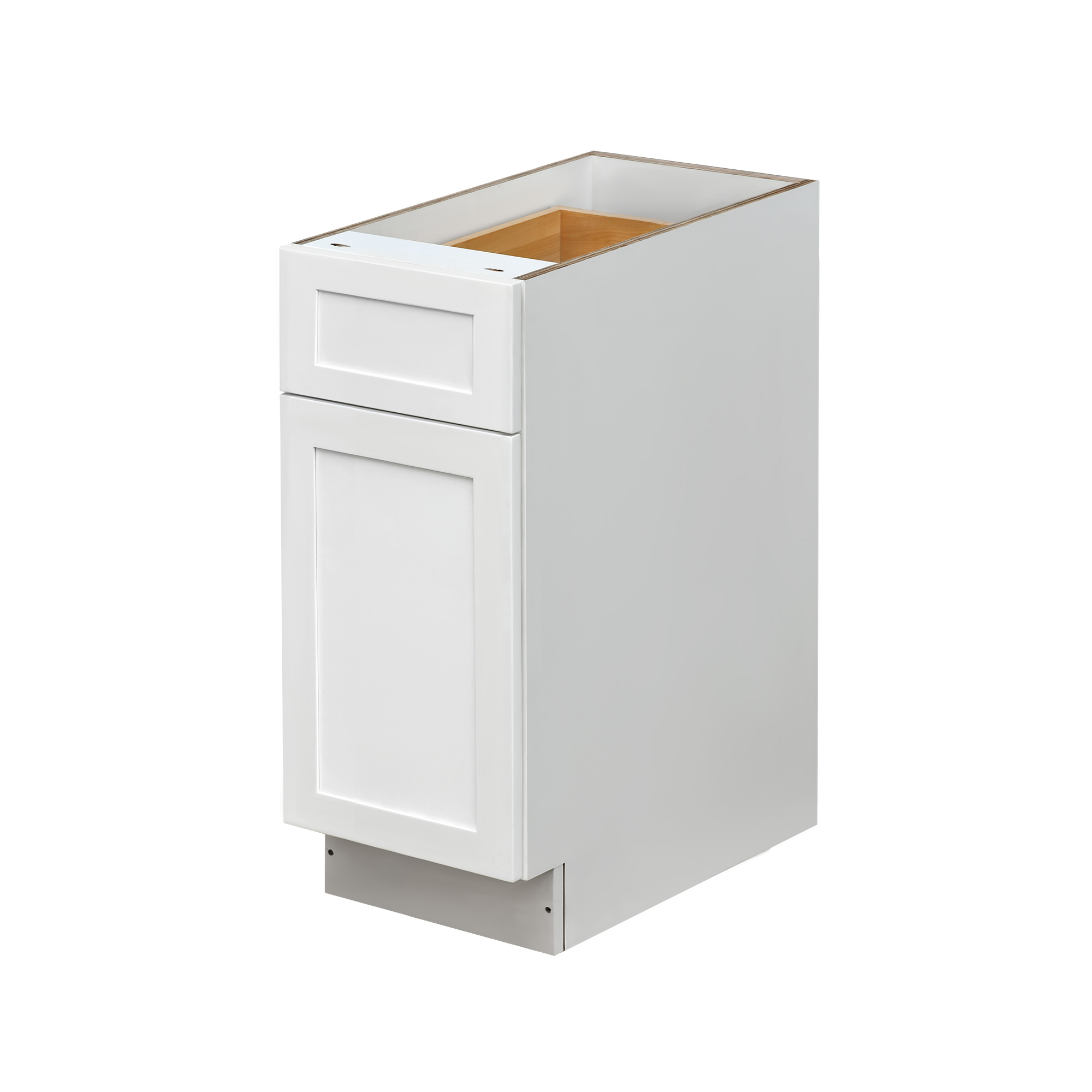 White Shaker - 15"W Trash Can Cabinet 2-Drawers