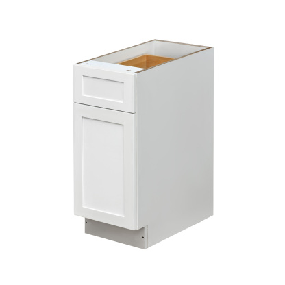 White Shaker - 15"W Trash Can Cabinet 2-Drawers