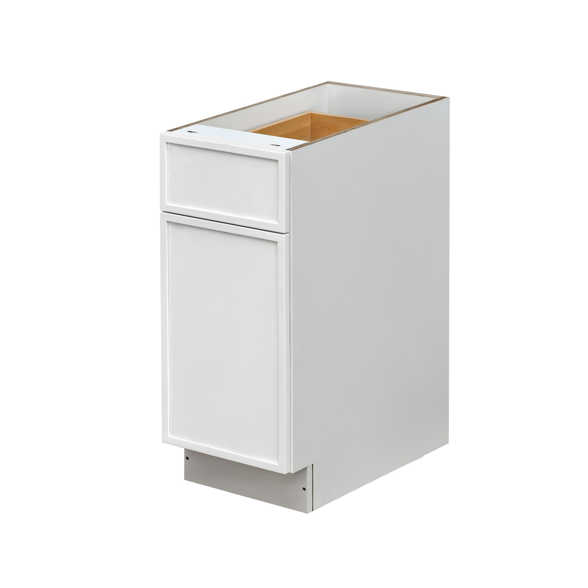 Slim White Shaker - 15"W Trash Can Cabinet 2-Drawers