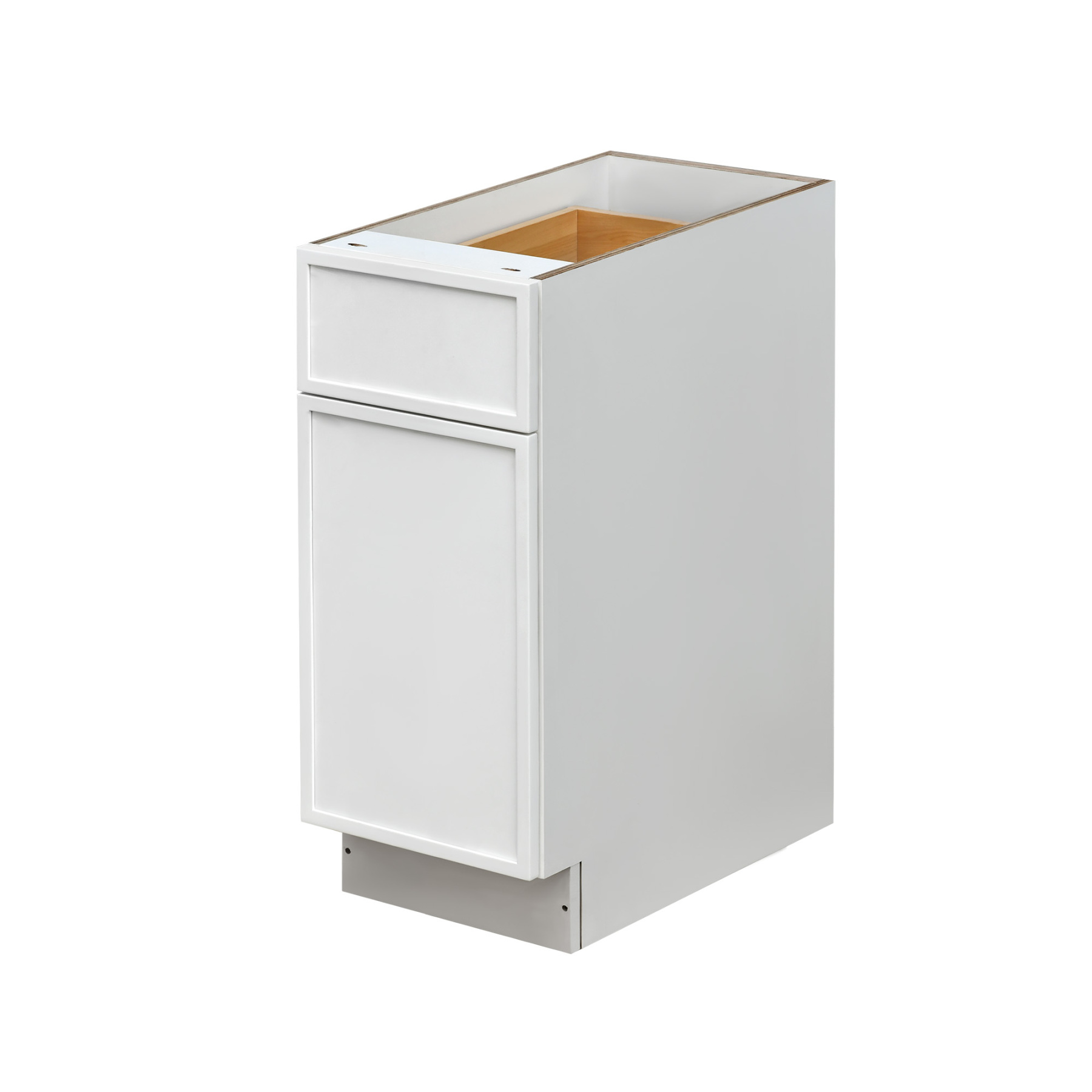 Slim White Shaker - 15"W Trash Can Cabinet 2-Drawers