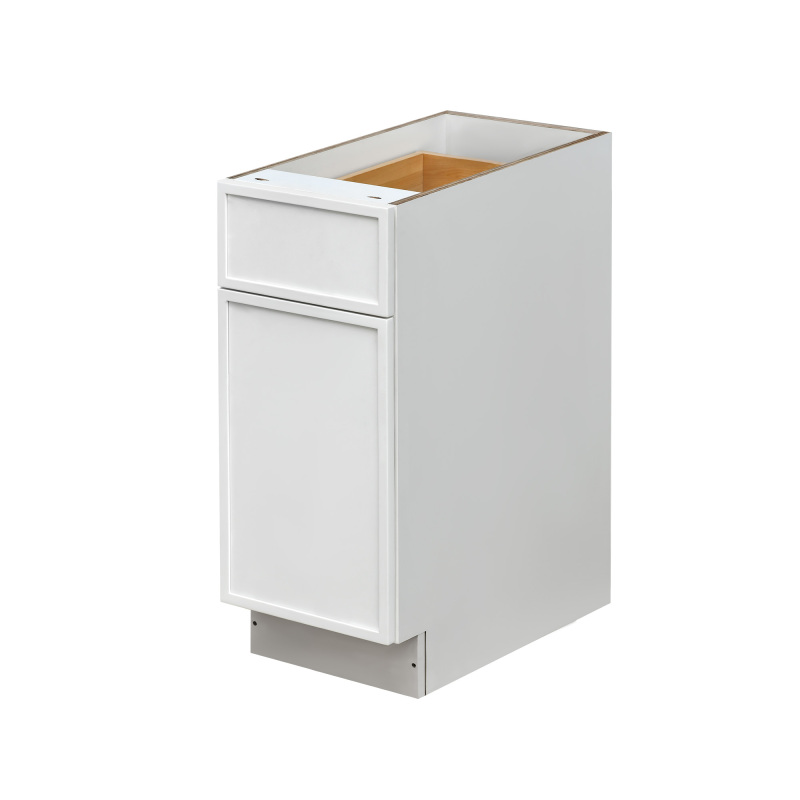 Slim White Shaker - 15"W Trash Can Cabinet 2-Drawers