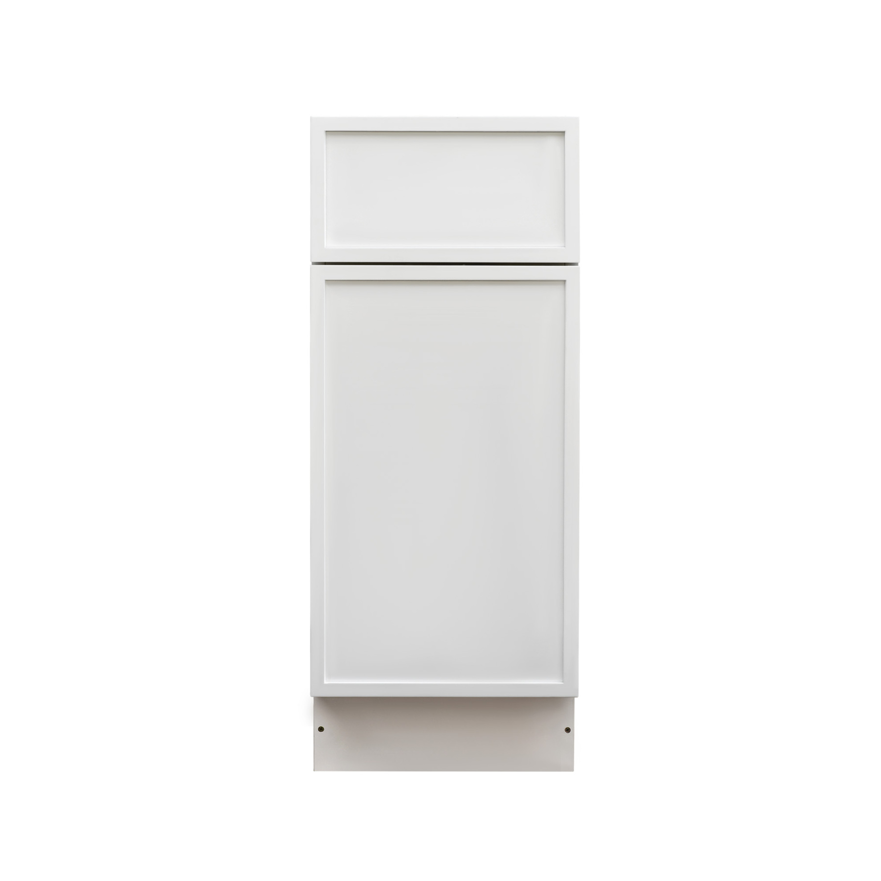 Slim White Shaker - 15"W Trash Can Cabinet 2-Drawers