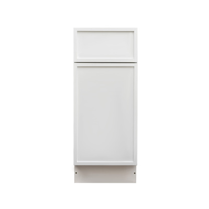 Slim White Shaker - 15"W Trash Can Cabinet 2-Drawers