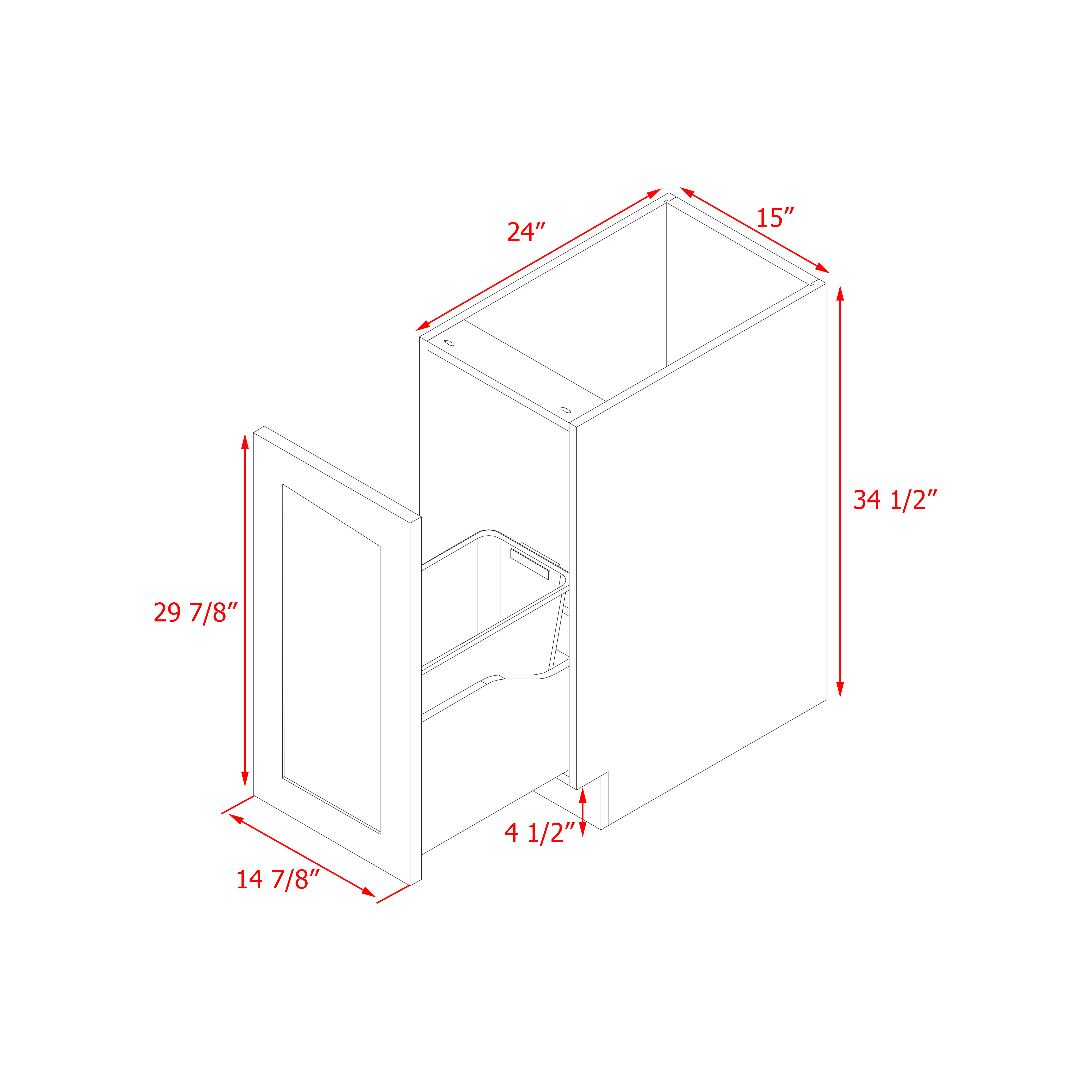 Mallorca White Shaker - 15"W Trash Can Base Cabinet