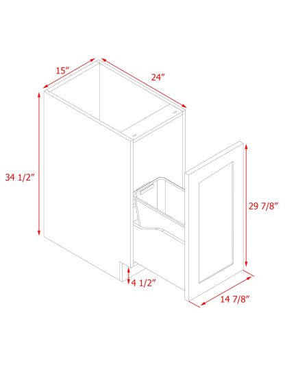 White Shaker - 15"W Trash Can Cabinet 1-Drawer