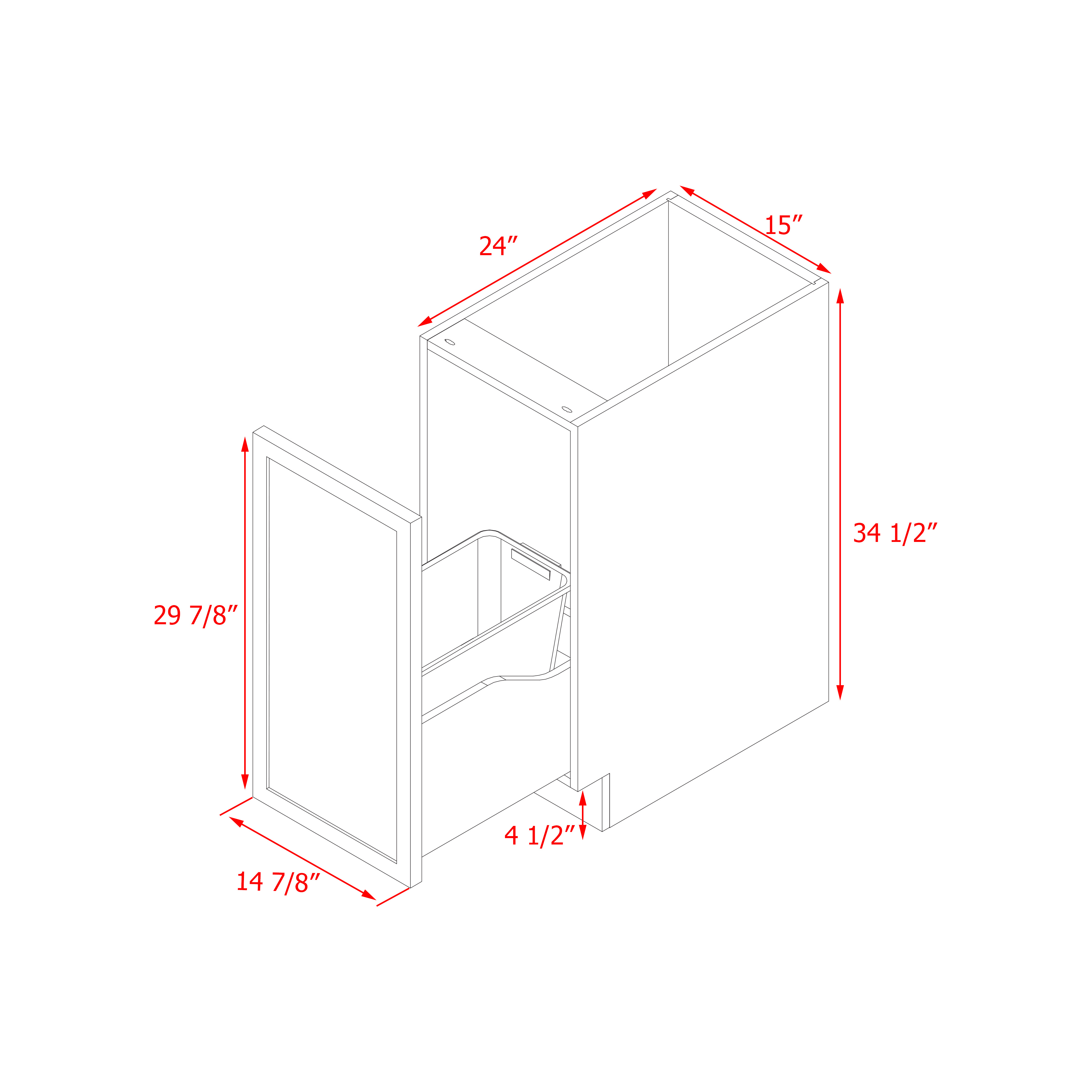 Shady Slim White Shaker - 15"W Base Cabinet