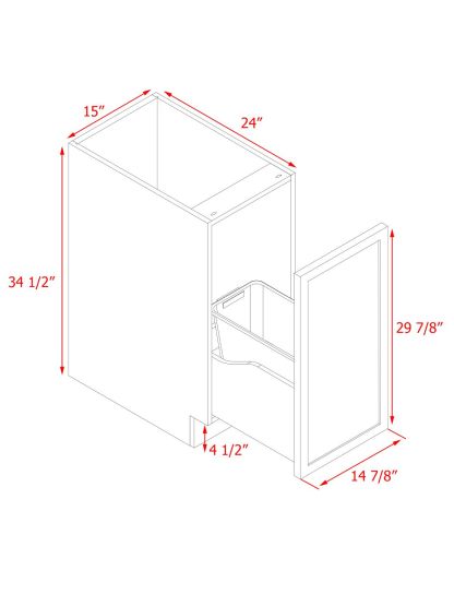 Slim White Shaker - 15"W Trash Can Cabinet 1-Drawer