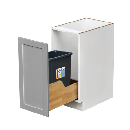 White Box Gray Shaker - 15"W Trash Can Cabinet 1-Drawer