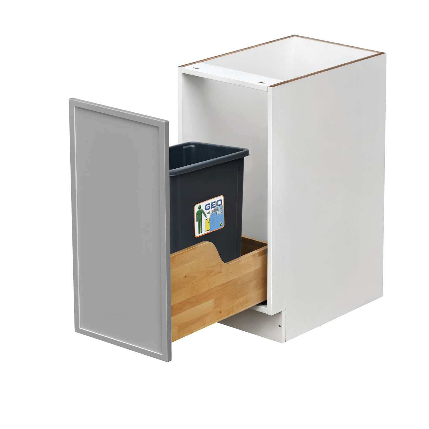 White Box Gray Slim - 15"W Trash Can Cabinet 1-Drawer