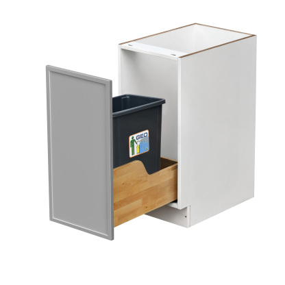 White Box Gray Slim - 15"W Trash Can Cabinet 1-Drawer